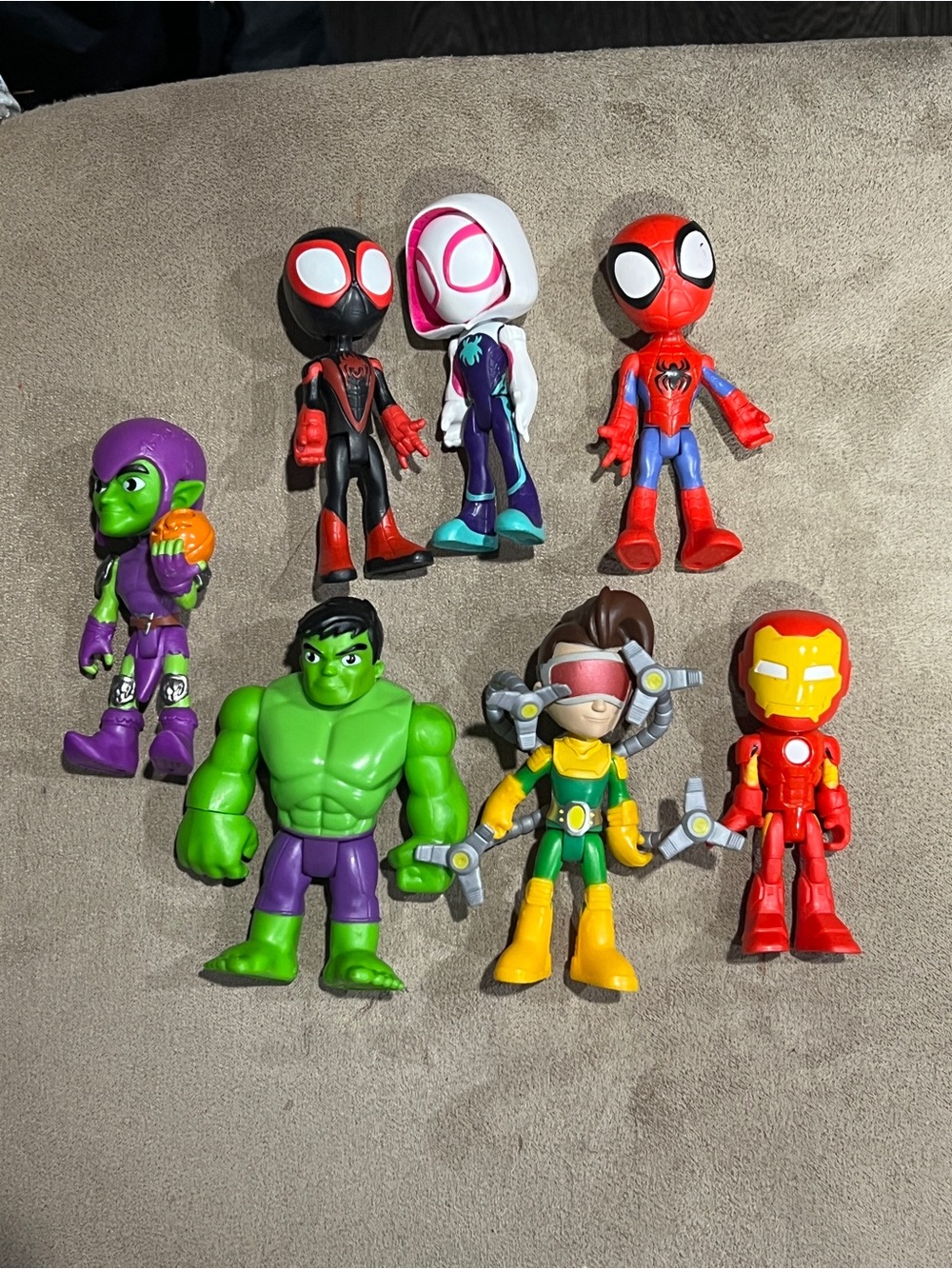 Marvel Spider-Man Spidey & Friends Figures Lot of 7 Hulk Doc ock Ironman Goblin